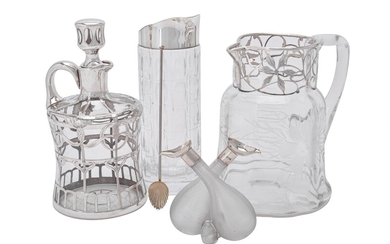 A collection of silver mounted glass