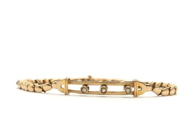 SOLD. A diamond bracelet set with three moveable brilliant-cut diamonds totalling app. 0.18 ct. L. 18.5 cm. – Bruun Rasmussen Auctioneers of Fine Art