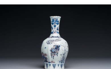 A fine Dutch Delft blue, white and manganese chinoiserie bot...