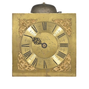 A highly unusual thirty-hour longcase clock movement and dial with decorative skeletonized plates