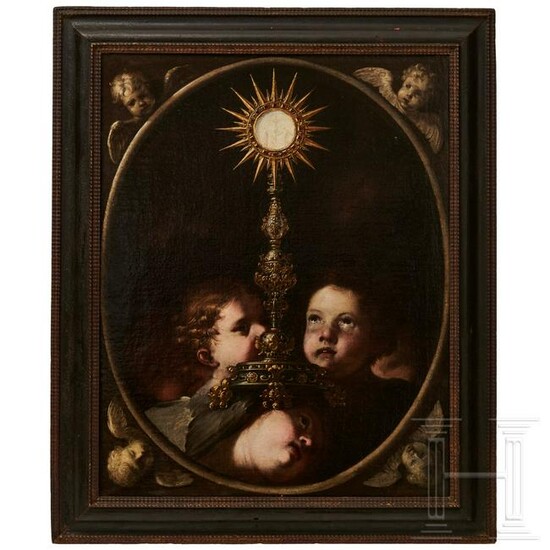 A holy monstrance surrounded by putti, Naples school