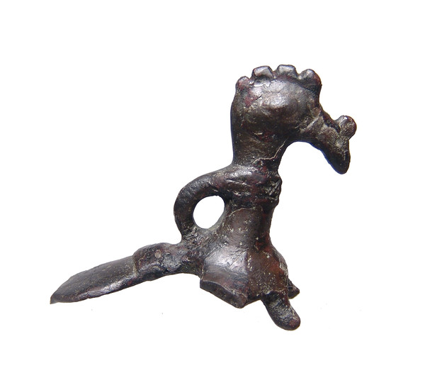 A large Near Eastern bronze avian pendant
