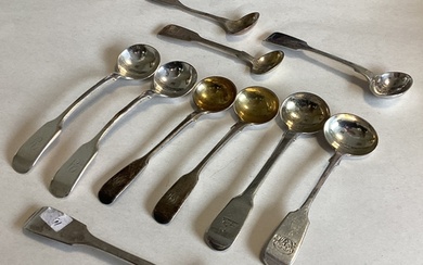 A large collection of Victorian and other silver fiddle patt...