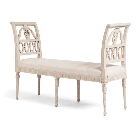 A late Gustavian bench, Lindome, early 19th Century.
