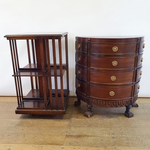 A mahogany bow front chest, having twelve drawers, 66 cm wid...