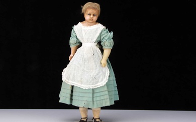 A mid 19th century English poured wax child doll