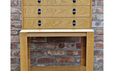 A mid 20th century Remploy teak chest of three drawers on st...