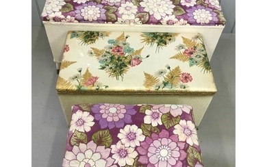 A mixed lot of vintage ottomans (x3). Dimensions9cm) H45/37/...
