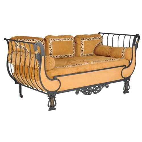 A painted cast iron sofa, in Empire style, 20th century, wit...
