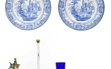 A pair of Burleigh ware blue printed wall chargers...