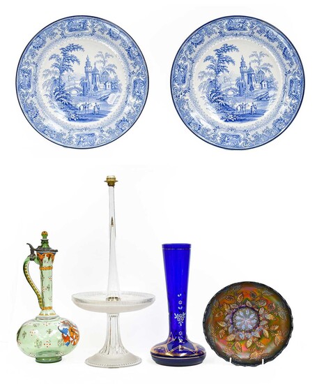 A pair of Burleigh ware blue printed wall chargers...