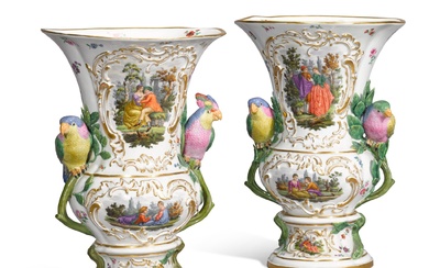 A pair of Meissen two-handled vases, second half 19th century