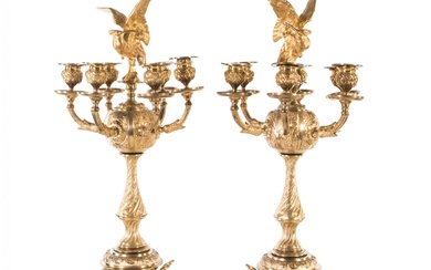 A pair of bronze candelabra. Russia