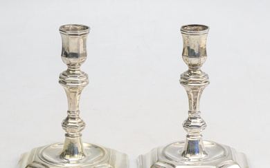 A pair of candlesticks, silver, old mansranka,1730, Germany.