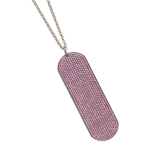 A ruby dog tag pendant necklace