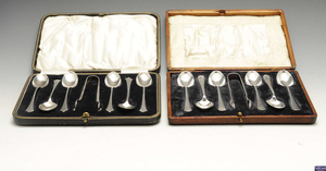 A selection of items to include a matched 1920's set of six silver teaspoons and a pair of sugar tongs, etc.