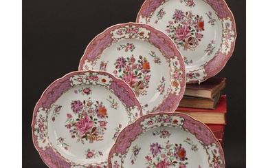 A set of four 18th century Chinese export shaped circular so...
