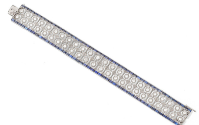 A synthetic sapphire and diamond bracelet