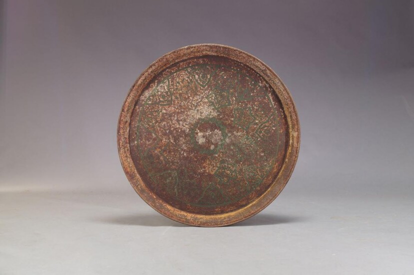A table top tray, late 19th/early 20th century, the circular...