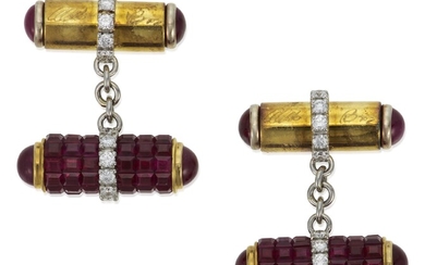 ALETTO BROTHERS RUBY AND DIAMOND CUFFLINKS