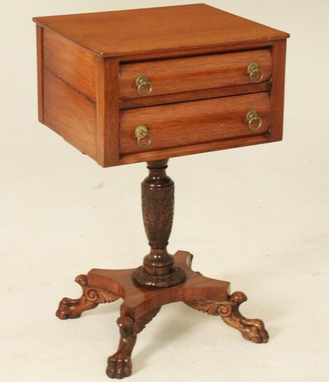 AMERICAN CLASSICAL EMPIRE MAHOGANY 2 DRAWER WORK TABLE
