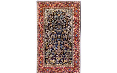 AN EXTREMELY FINE PART SILK ISFAHAN PRAYER RUG, CENTRAL PERSIA