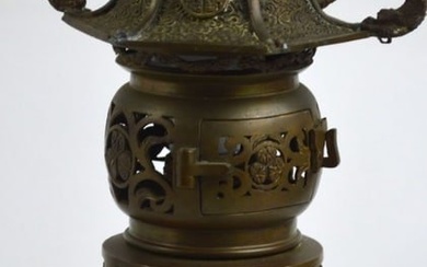 ANTIQUE BRONZE CHINESE DRAGON LAMP / CENSER