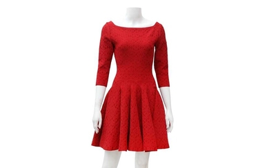 Alaia Red Jacquard Knit Mini Dress - Size 38