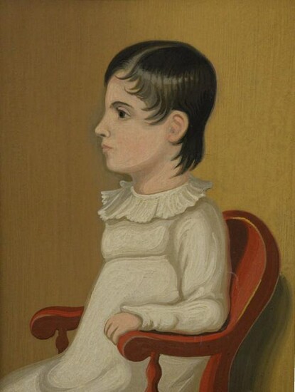 American School (19th century), small folk portrait of