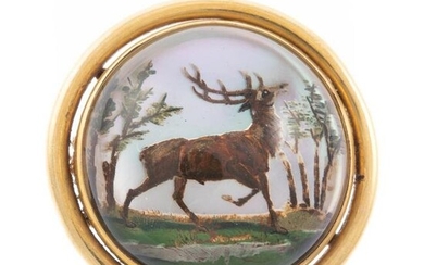 An Antique Essex Crystal Deer Brooch in 14K