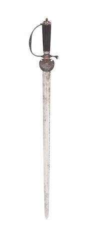 An English Silver-Mounted Hunting Sword, London Silver Hallmarks For 1741, Indistinct Maker's Mark, Mid-18th Century