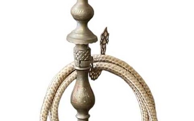 An Indian brass and inlaid hookah/shisha pipe, height 140cm.Condition Report...
