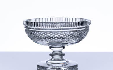 An Irish Waterford hand cut lead crystal large footed bowl, H: 13.5cm x D: 18.5cm