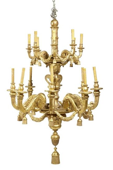 An Italian Neoclassical giltwood chandelier