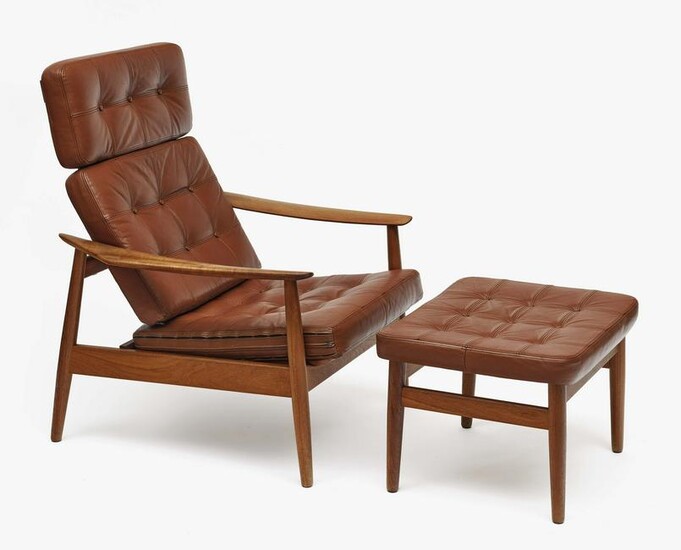 An armchair and ottoman