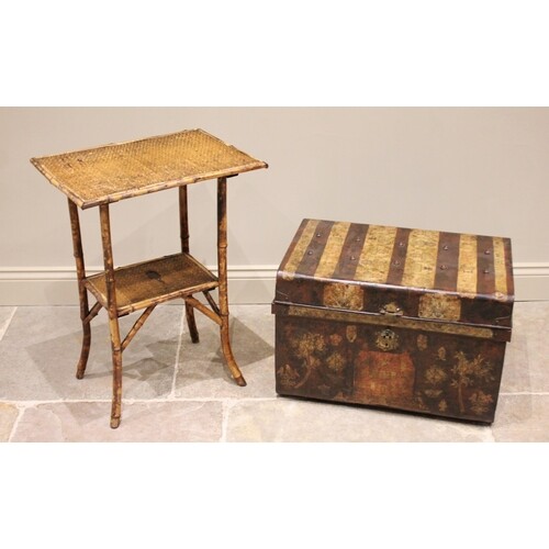 An early 20th century bamboo occasional table, with two grad...