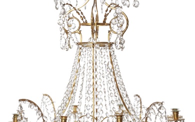 An eight-flame Neoclassical chandelier
