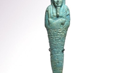 Ancient Egyptian Faience Large Inscribed Shabti, General of the Army Padi-Vizir, 30th Dynasty