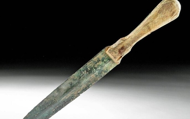 Ancient Elamite Copper Dagger w/ Bone Handle
