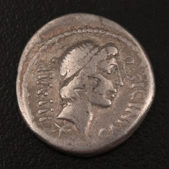 Ancient Roman Republic Denarius of Q. Sicinius and C. Coponius, ca. 49 B.C.