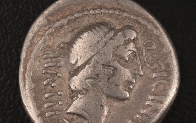 Ancient Roman Republic Denarius of Q. Sicinius and C. Coponius, ca. 49 B.C.