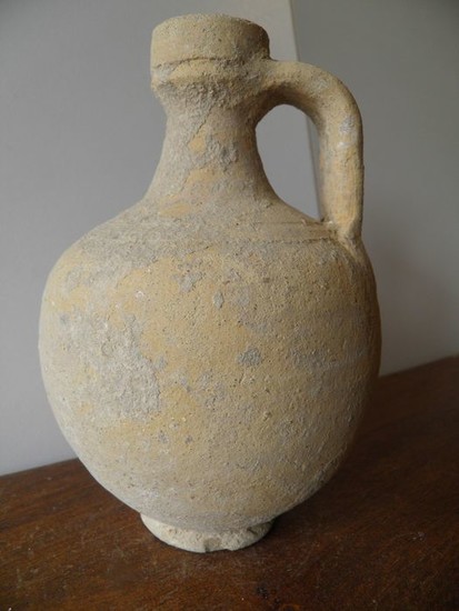 Ancient Roman Terracotta jug with a handle - 19×12×12 cm