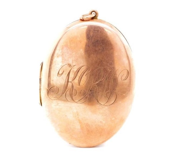 Antique 9ct rose gold locket marked 9ct. Approx size 54mm x ...