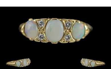 Antique Period Attractive 18ct Gold Opal and Diamond Set Rin...