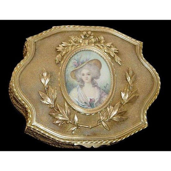 Antique Signed French Miniature Dore Jewel Box