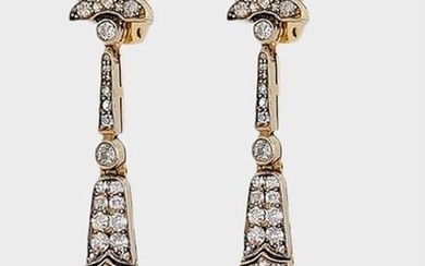 Antique Vintage 14K ( 56 Russian) Gold & Diamond Earrings Gorgeoues Masterpiece - Brooch
