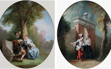 Antoine Watteau (1684 - 1721), Follower - A pair of Rococo genre scenes