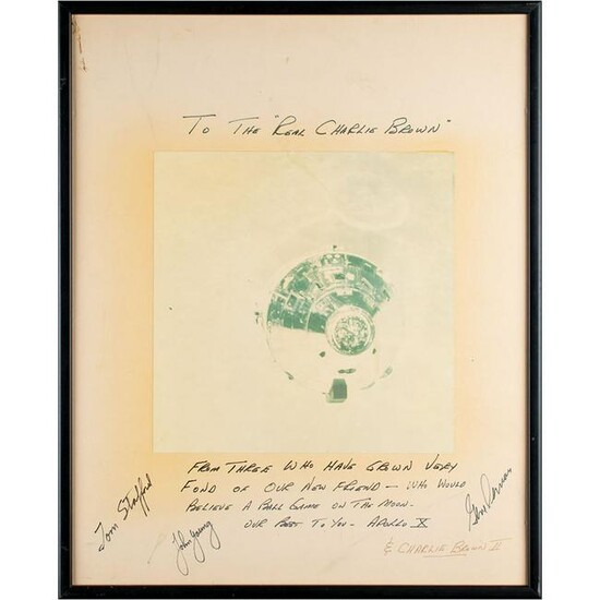 Apollo 10 Signed Photograph Presented to Charles Schulz