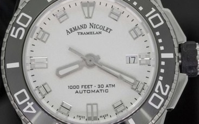Armand Nicolet - JS9 Diver Automatic Stainless Steel WR 300M Swiss Made - A480AGN-AG-MA4480 - Men - Brand New