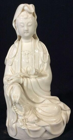 Asian Diety Blanc de Chine Porcelain Statue